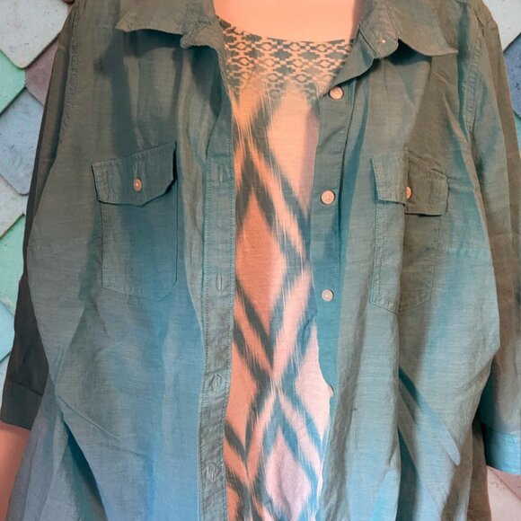 Chico's Blue & White with Tie 3Q Sleeve size 3 - Picture 3 of 4